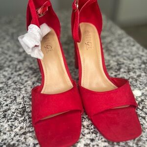 Rouge Helium Red Heels with Suede Finish